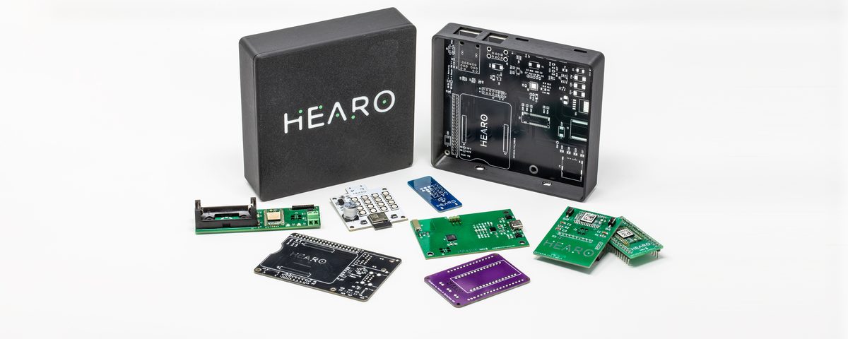 The Hearo Hub open beside the boards that go inside it